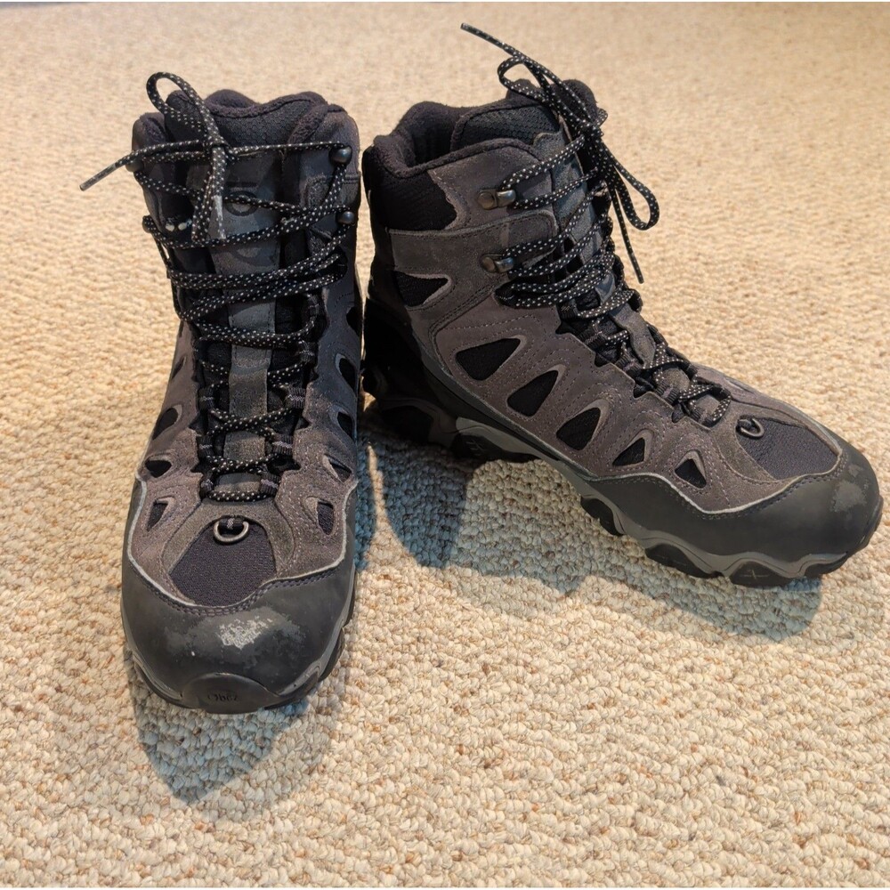 Oboz Sawtooth II Mid Hiking Boots Mens 10 Black Gray Trail Outdoor